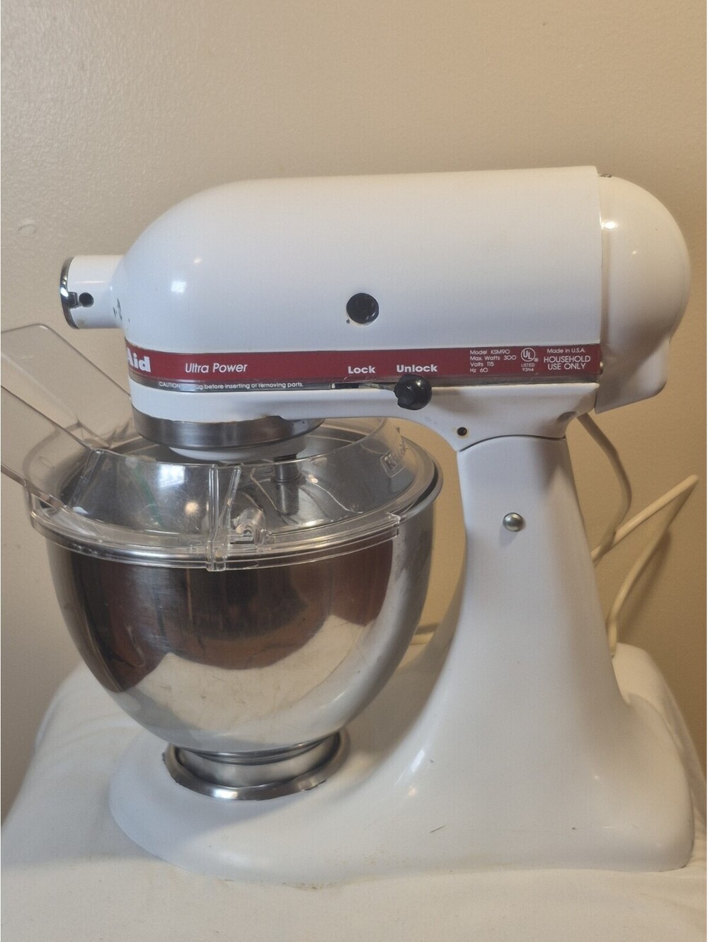 KitchenAid KSM90 300 Watts Ultra Power Stand Mixer White/Red 1990’s